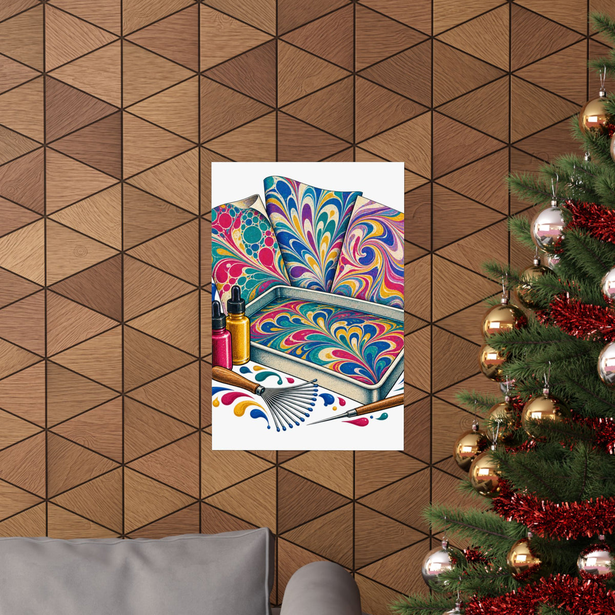 Colorful Paper Marbling Workshop Poster
