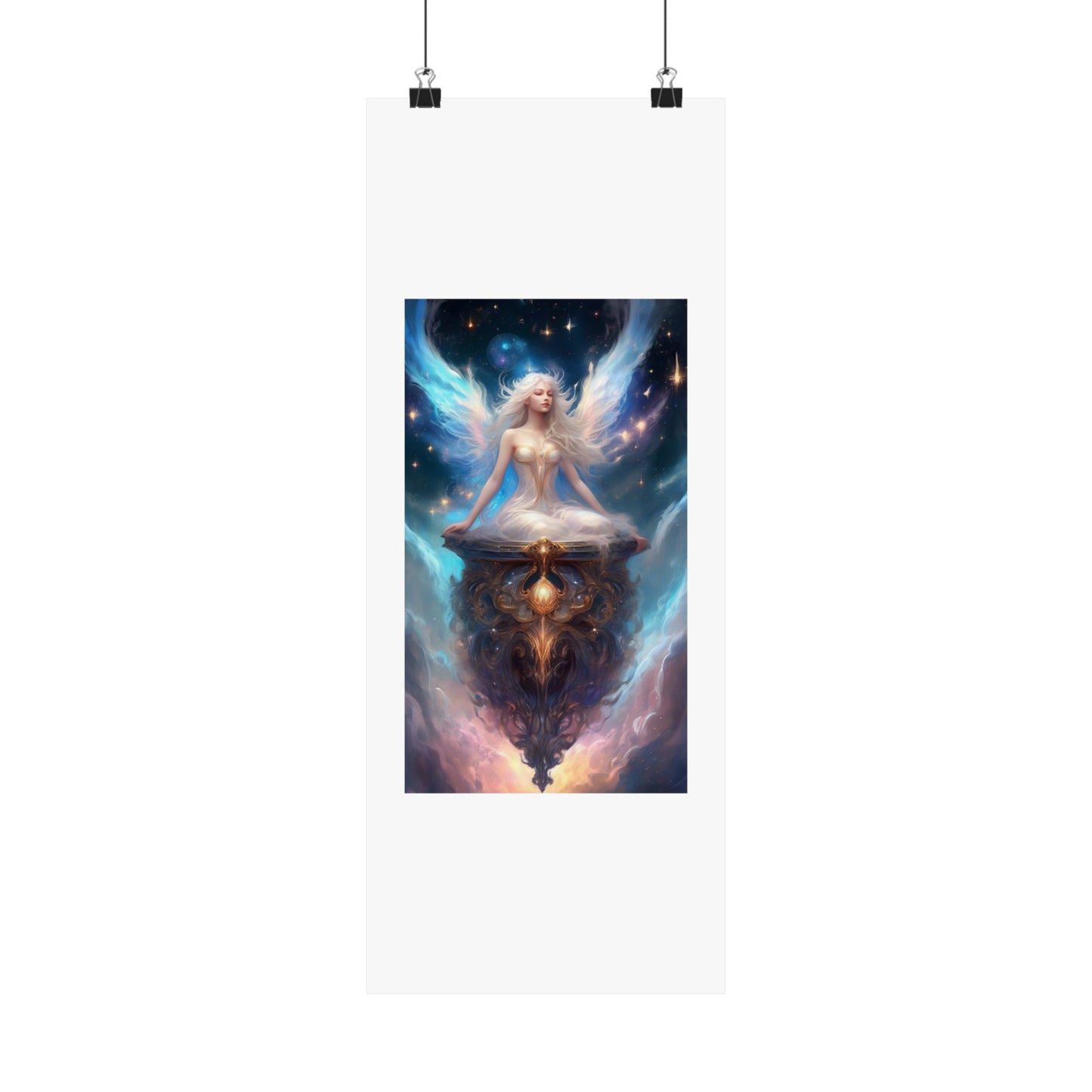 Celestial Winged Meditation Fantasy Portrait Poster