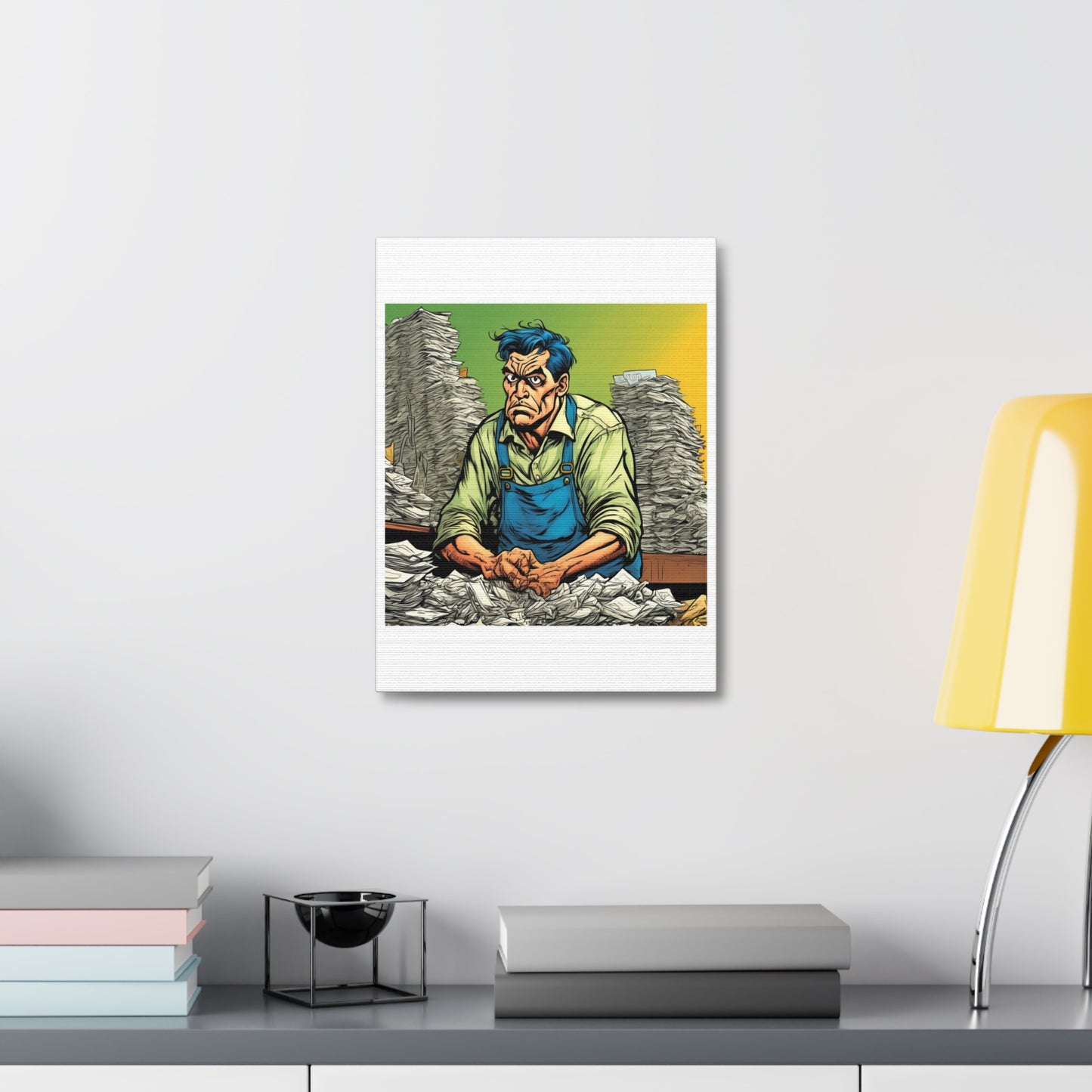 Paperwork Chaos Desk Worker Funny Office Art Canvas