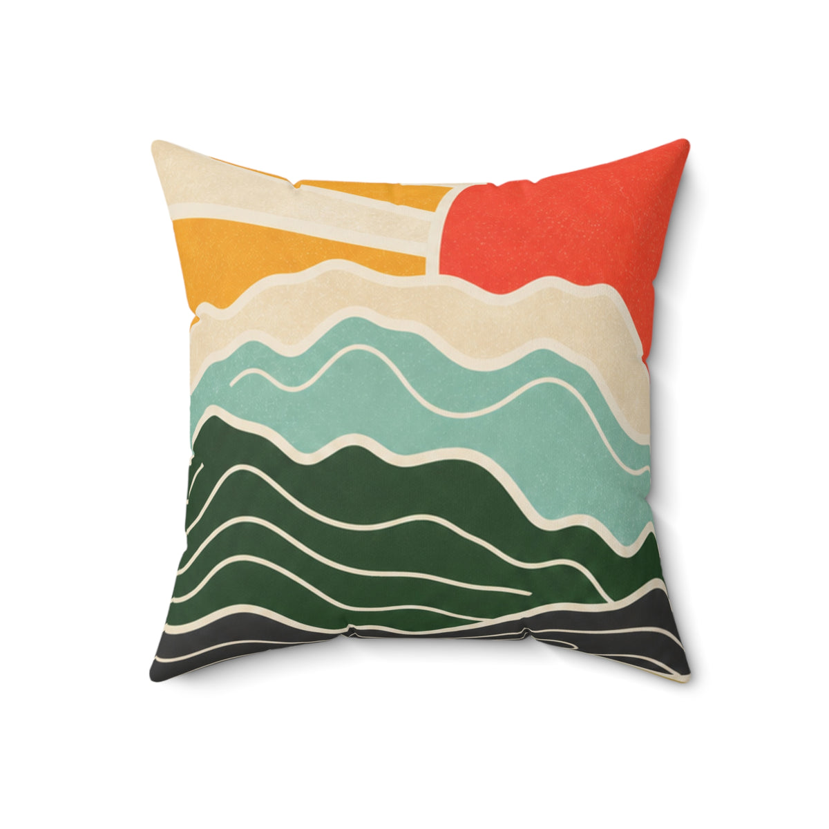 Topographic Sunrise Mid Century Decorative Pillow