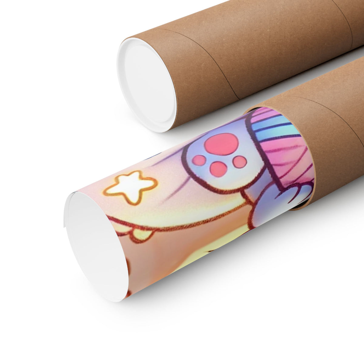 Cozy Kawaii Knitting Cat Pastel Yarn Wall Art Poster