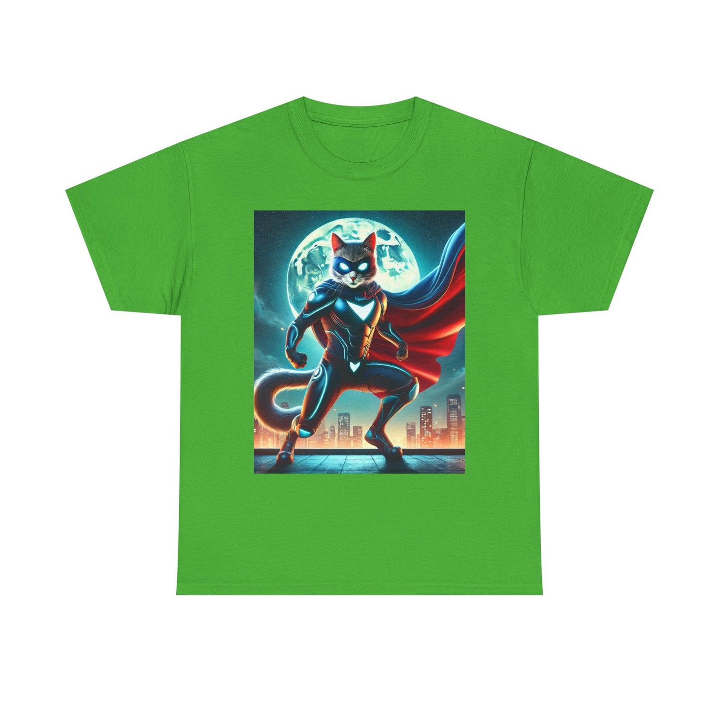 Superhero Cat T-Shirt Funny Graphic Tee with Cool Comic Style Design, Soft Cotton Casual Shirt Cat Lovers, Men, Women & Kids