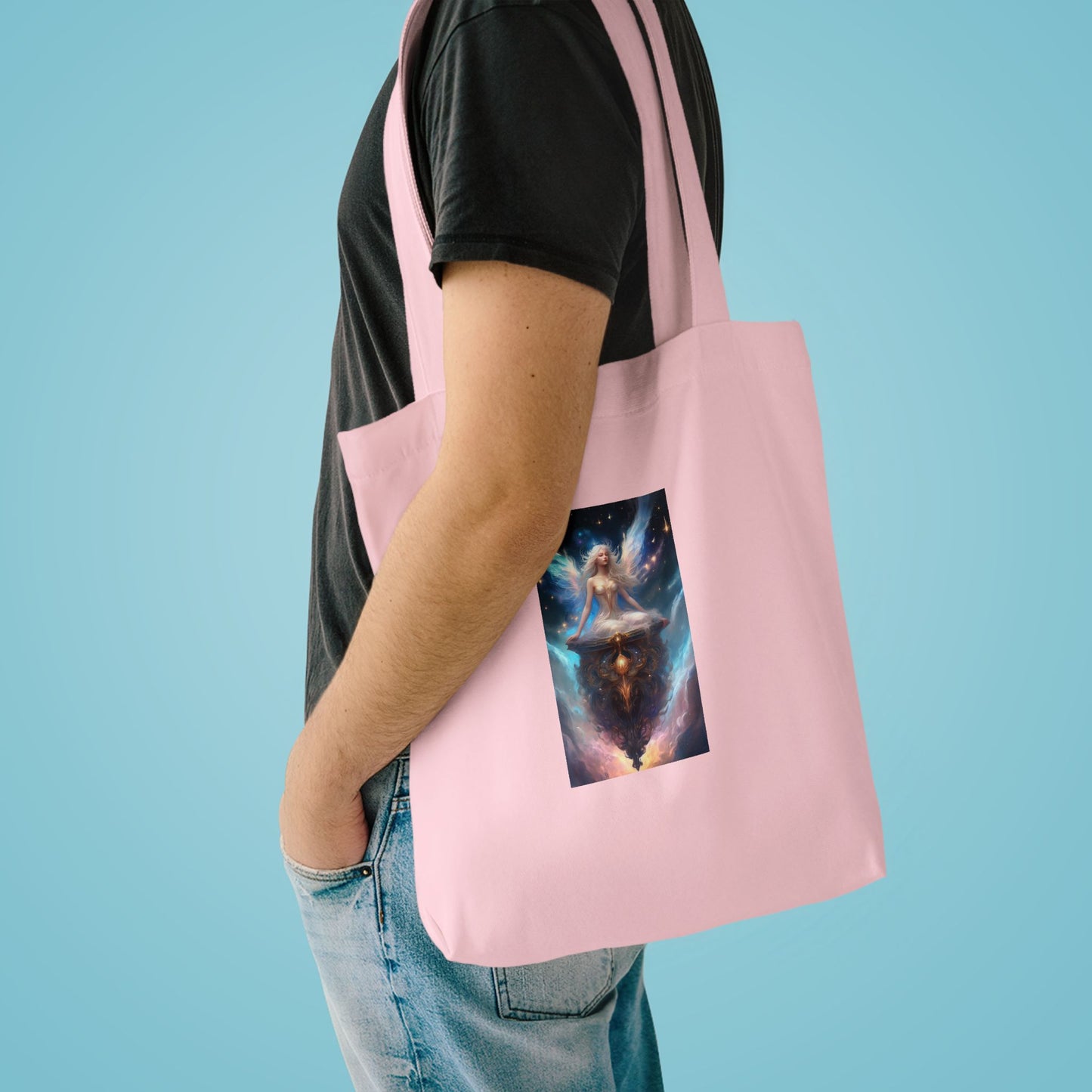 Celestial Winged Meditation Fantasy Portrait Tote Bag