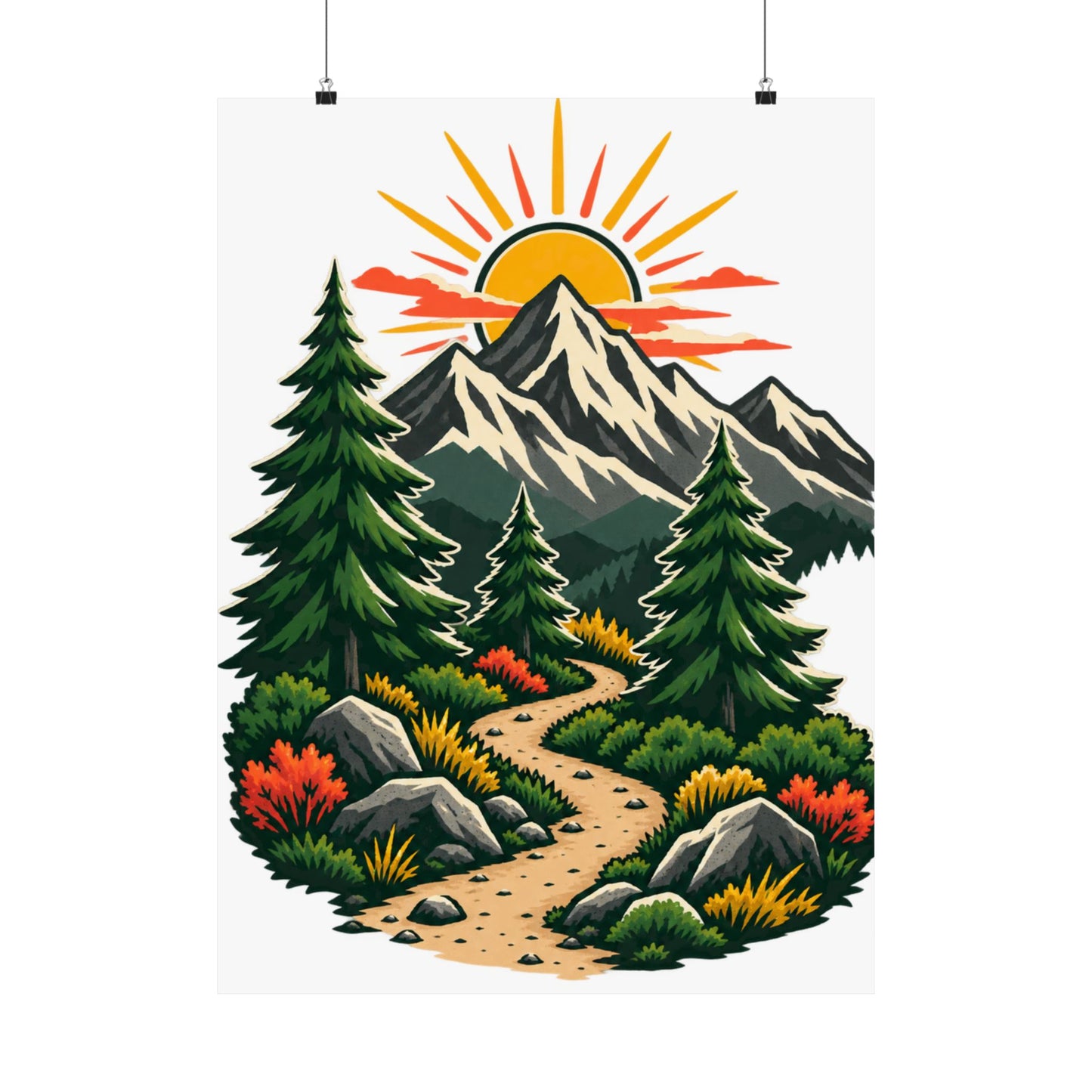 Sunrise Mountain Trail Outdoor Adventure Poster