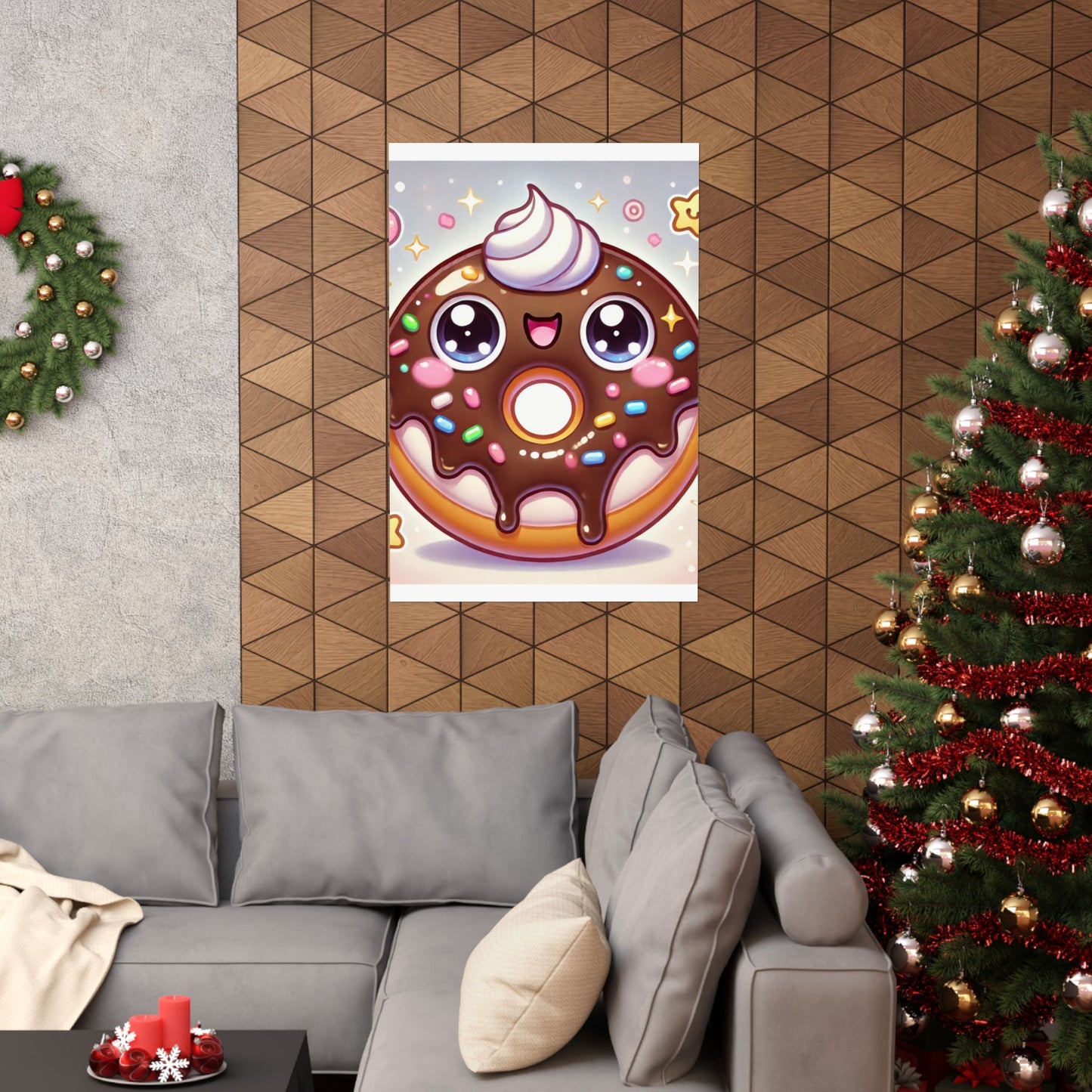 Kawaii Chocolate Donut Cute Dessert Art Poster