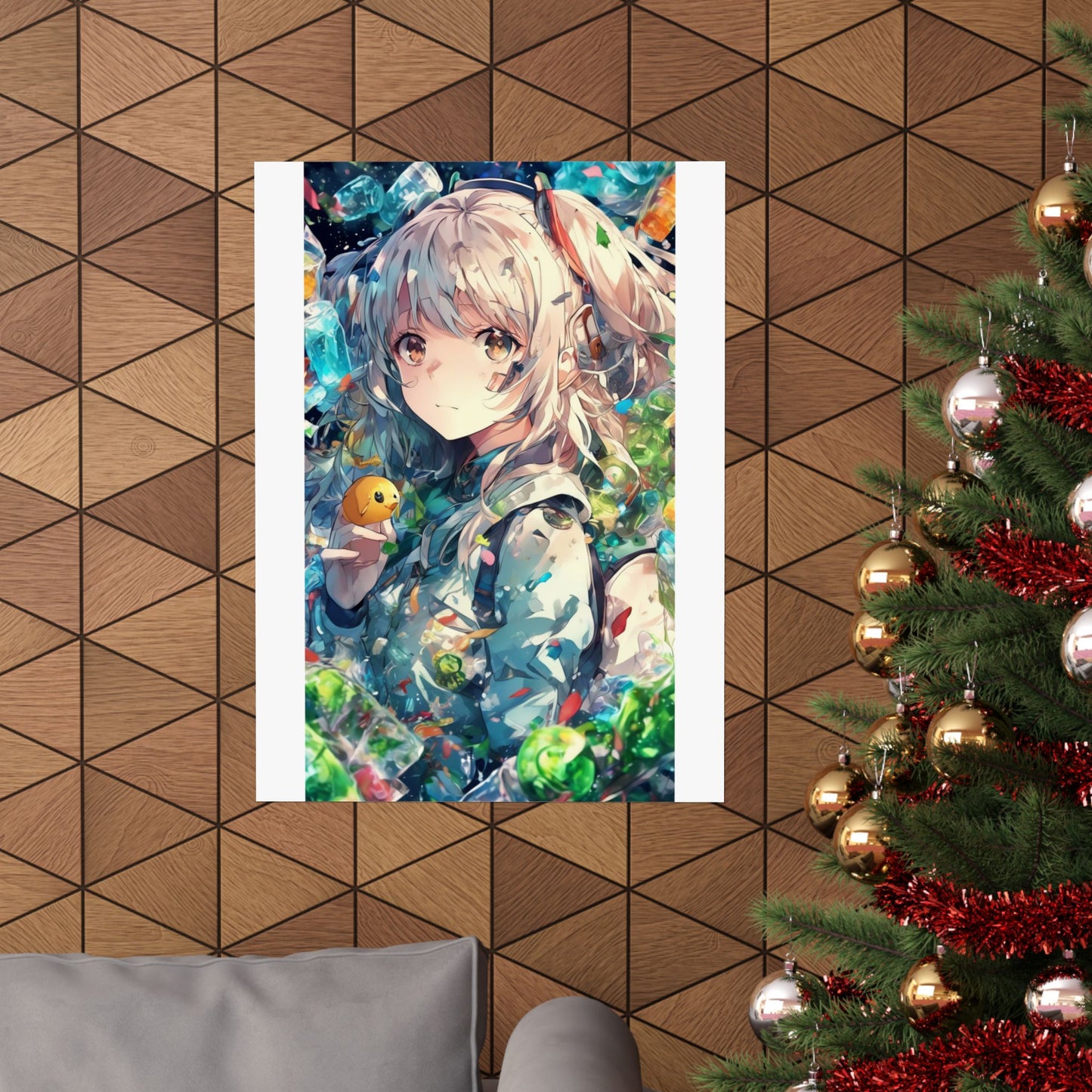 Crystal Bottle Anime Portrait Colorful Wall Poster