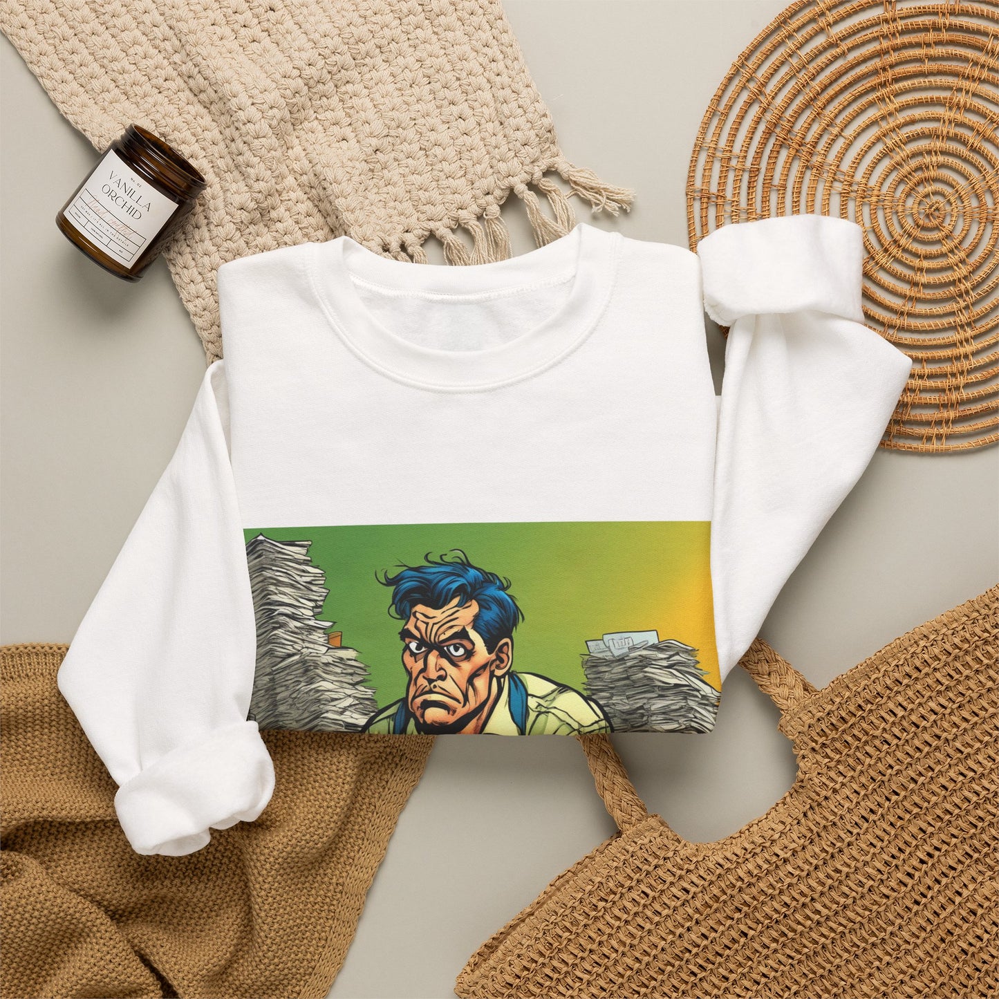 Paperwork Chaos Desk Worker Funny Office Art Sweatshirt