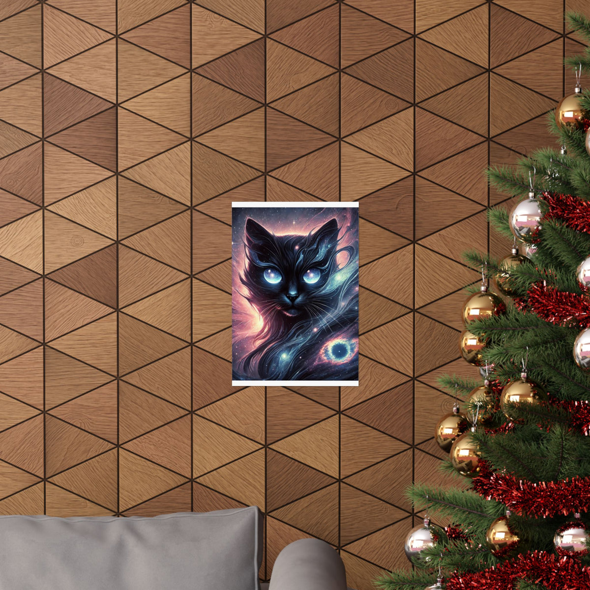 Cosmic Black Cat Galaxy Celestial Wall Art Poster