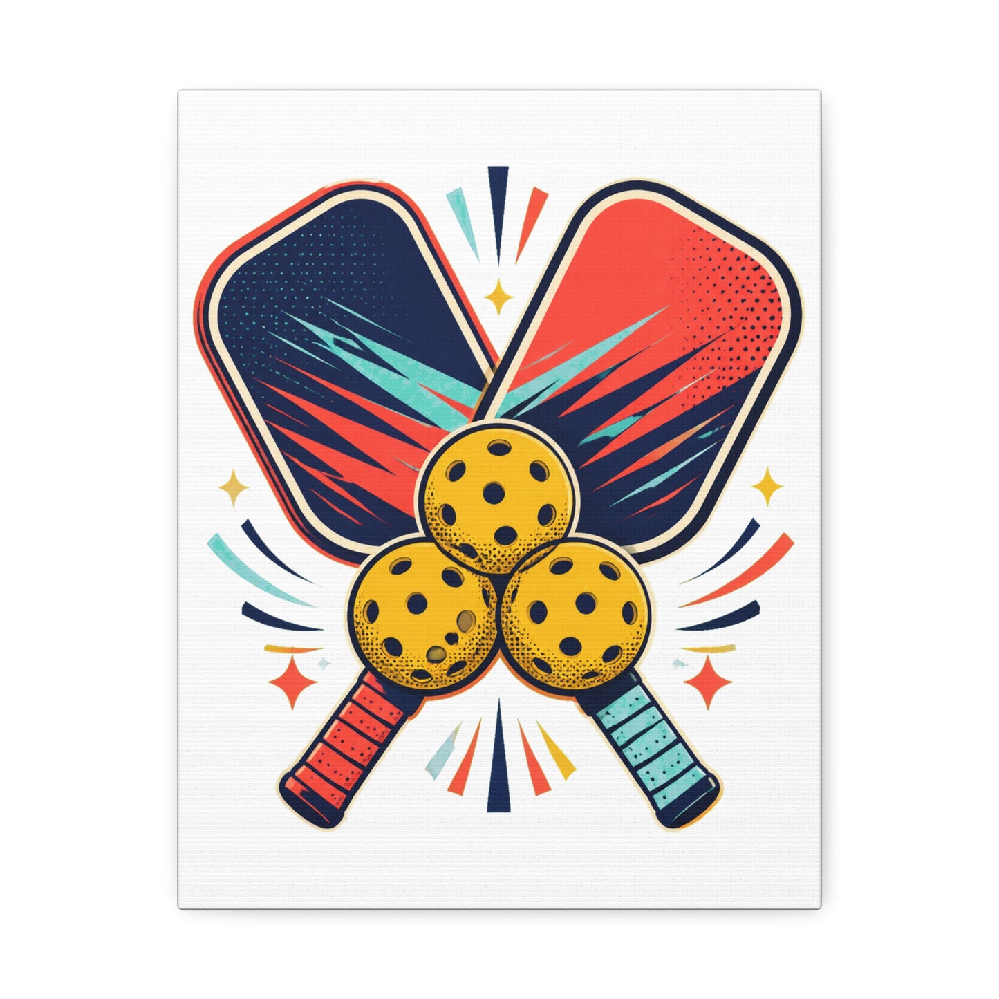 Retro Pickleball Paddles Recreational Sports Canvas Art