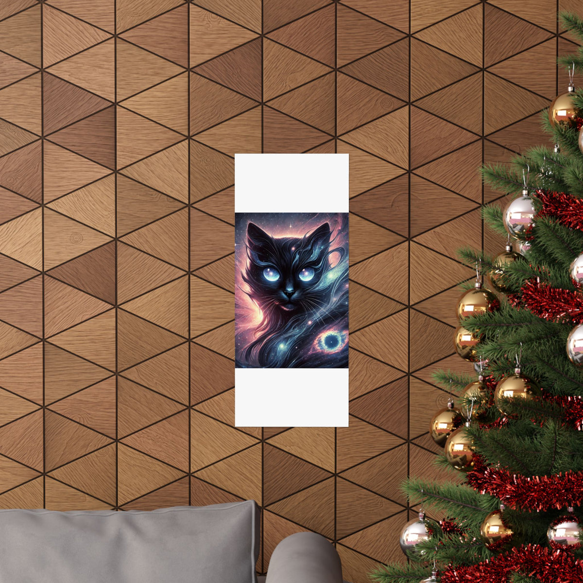 Cosmic Black Cat Galaxy Celestial Wall Art Poster