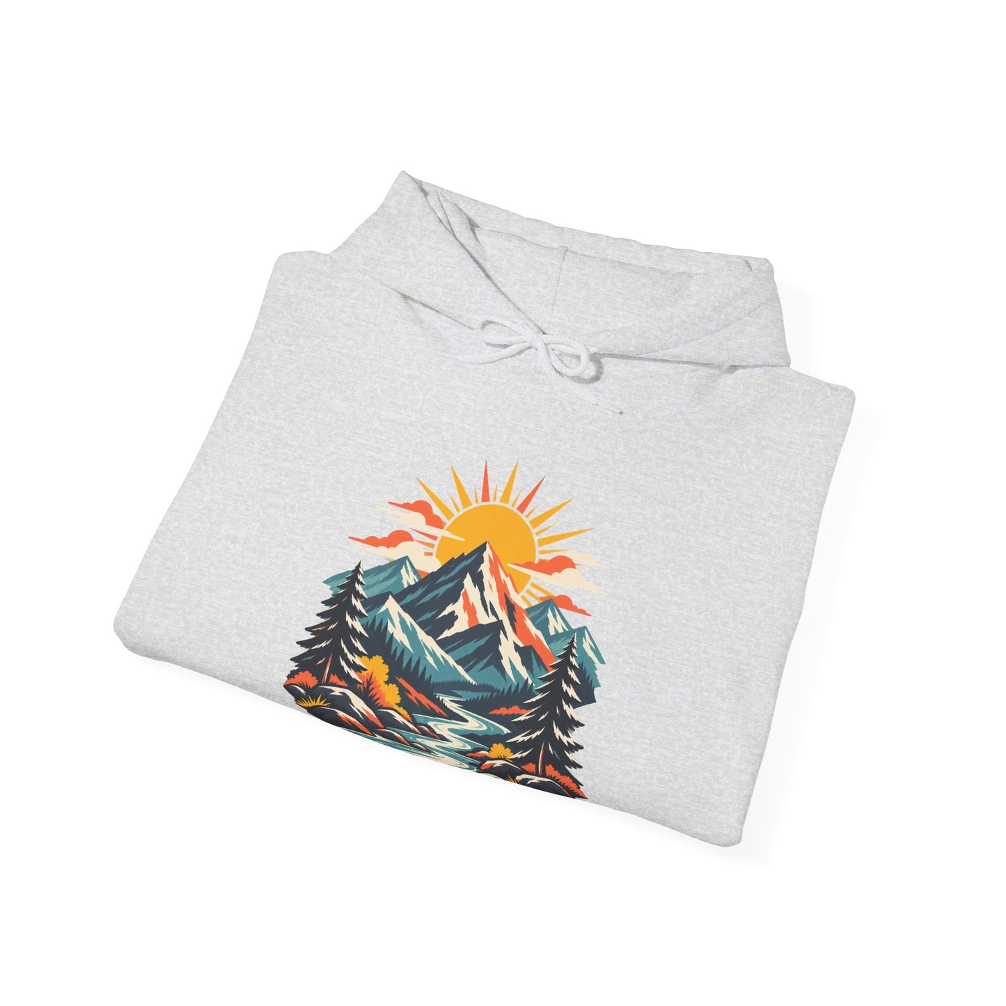 Alpine Sunrise River Mountain Adventure Art Hoodie