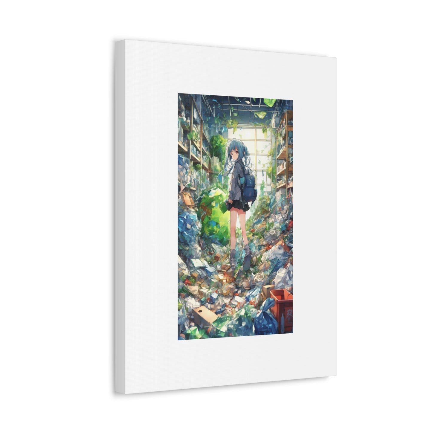 Green Recycling Alley Anime Girl Recycling Alley Canvas
