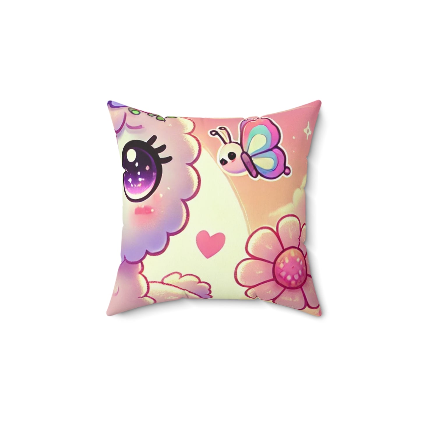 Pastel Floral Alpaca Garden Kawaii Decorative Pillow