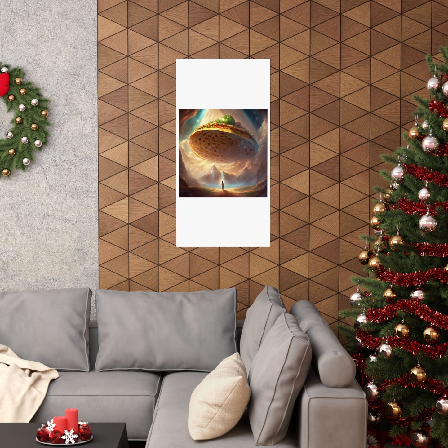 Cosmic Taco UFO Surreal Food Fantasy Art Poster
