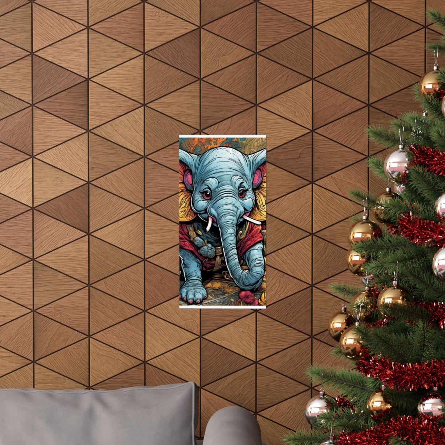 Colorful Elephant Garden Parade Wildlife Wall Art Poster