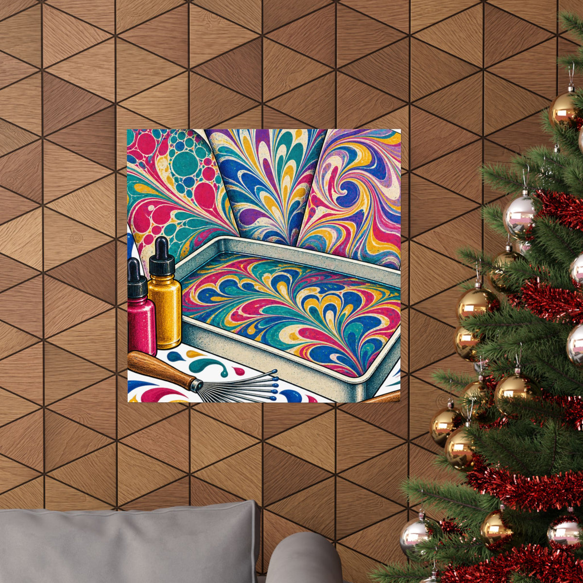 Colorful Paper Marbling Workshop Poster