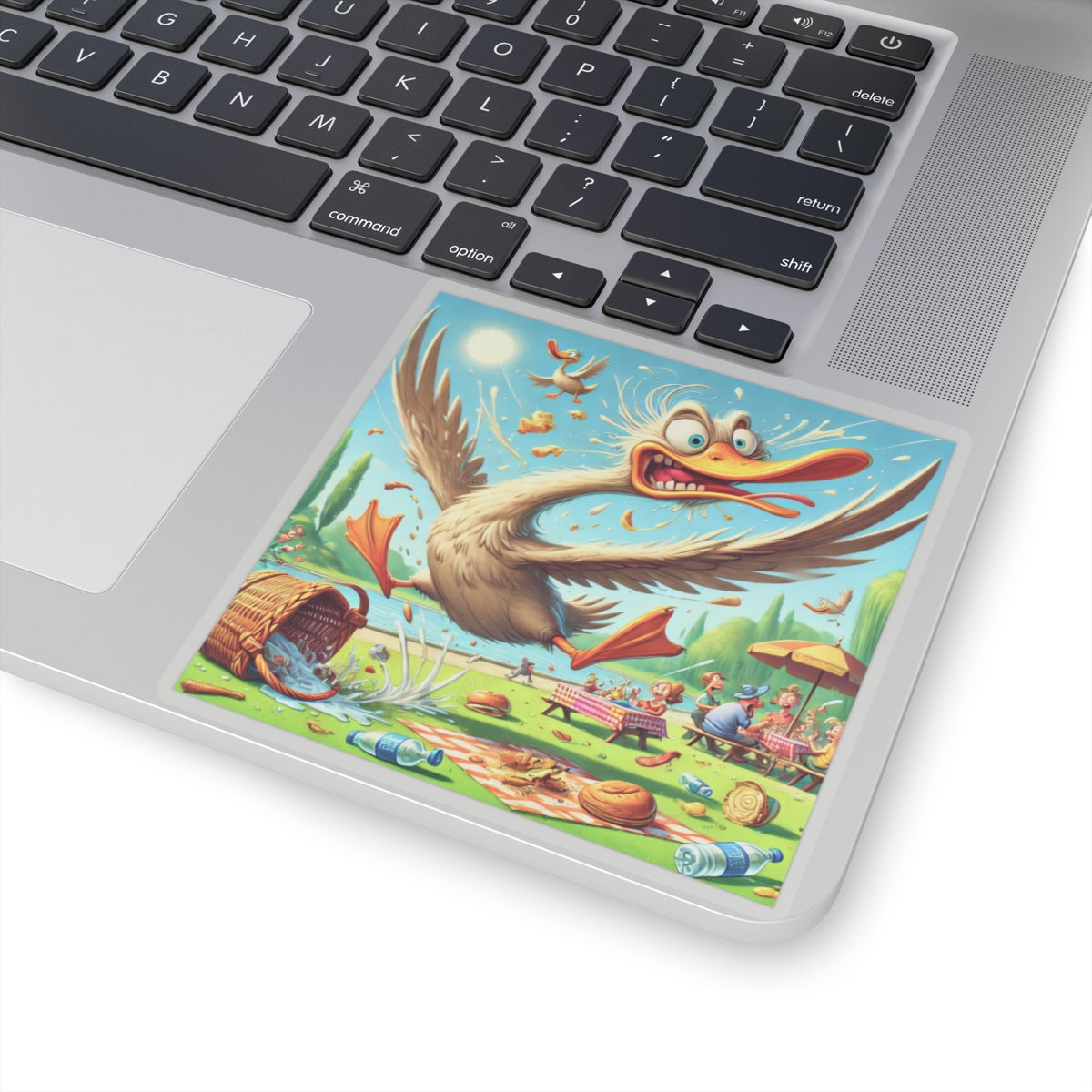 Chaotic Picnic Duck Funny Summer Adventure Sticker