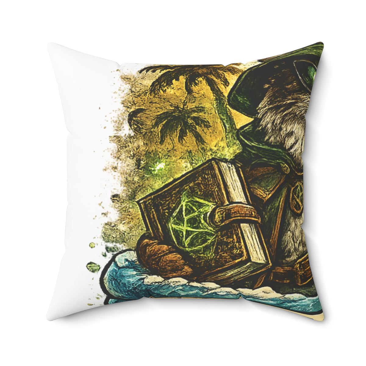 Crazy Cat Wizard Funny Fantasy Decorative Pillow