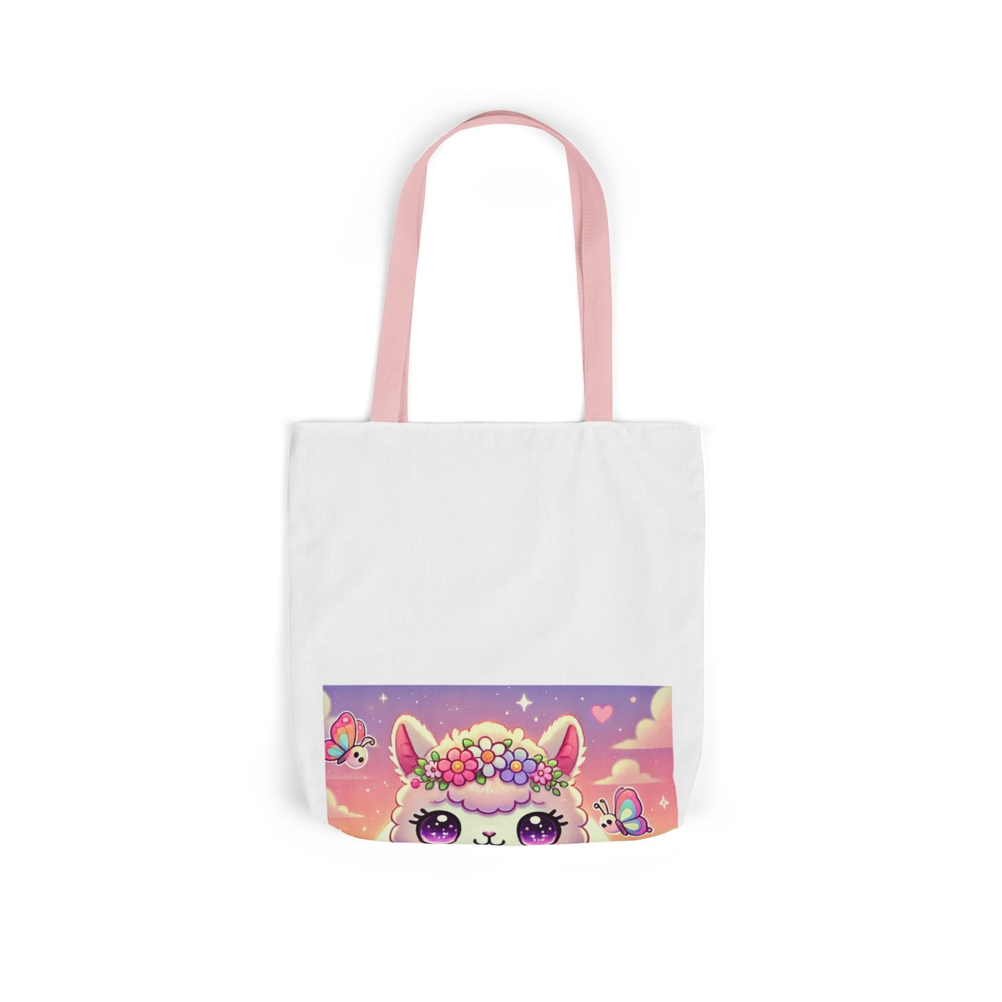 Pastel Floral Alpaca Garden Kawaii Canvas Tote Bag