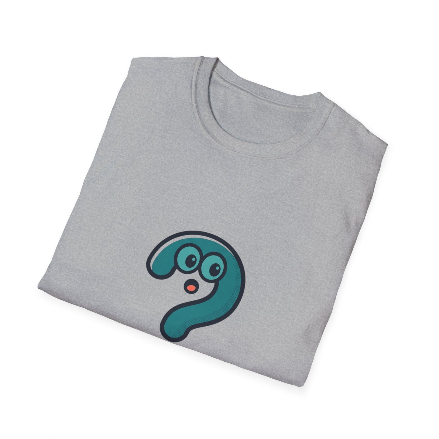 Confused Question Mark Character T-Shirt | Funny “Huh?” Cartoon Graphic Tee, Silly Expression Humor Shirt