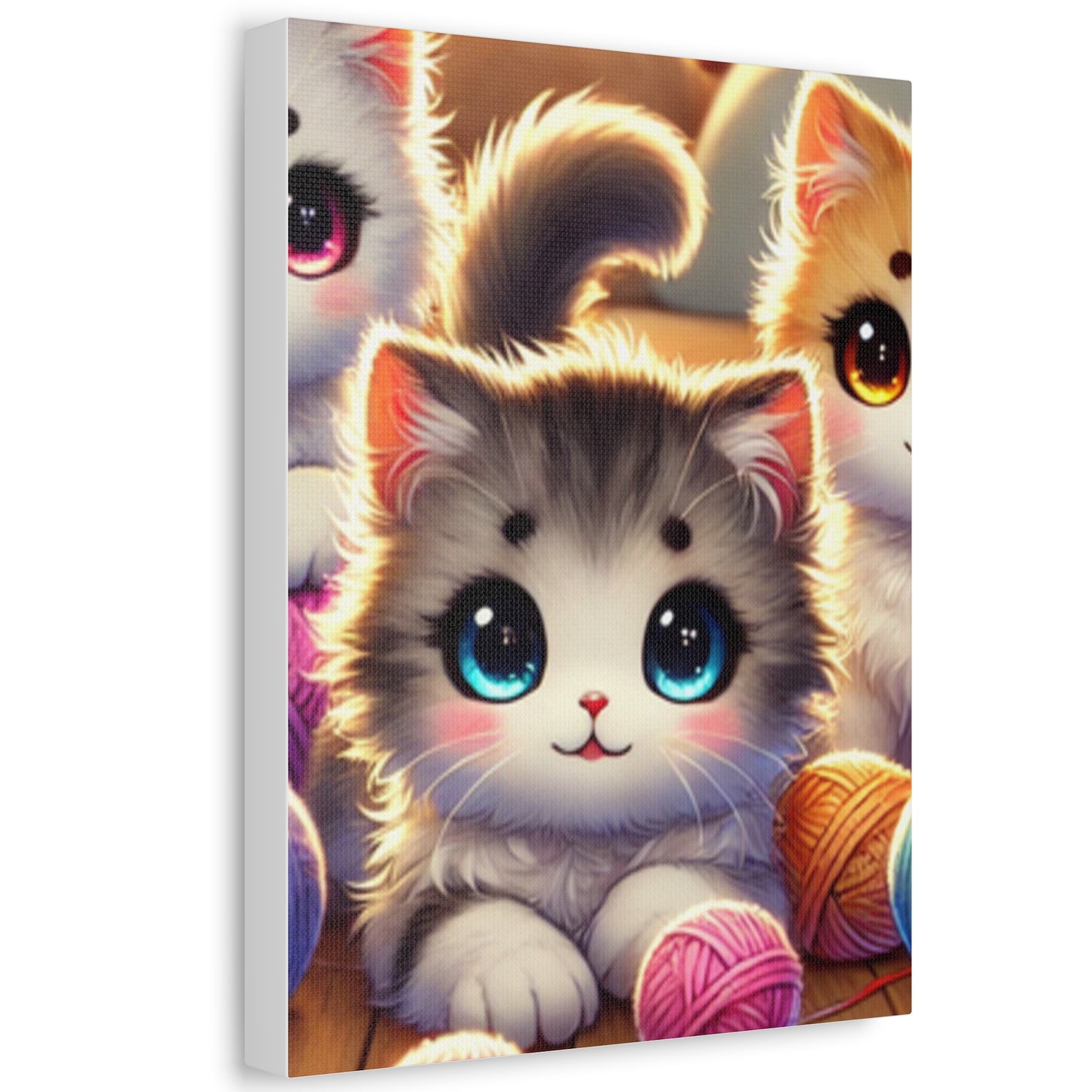 Cozy Yarn Kittens Cute Cat Canvas Knitting Room Wall Art Gift
