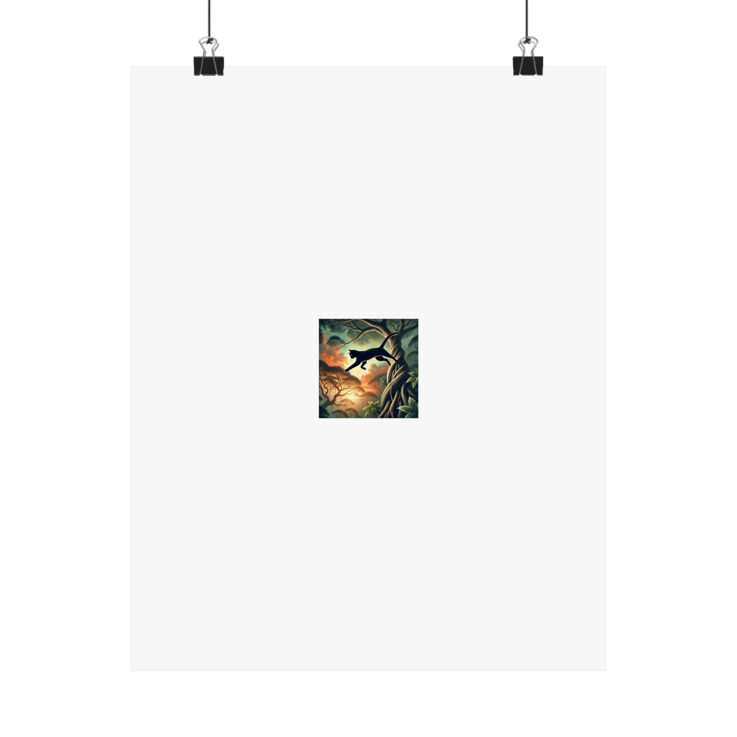 Enchanted Black Cat Forest Poster Fantasy Cat Wall Art Gift