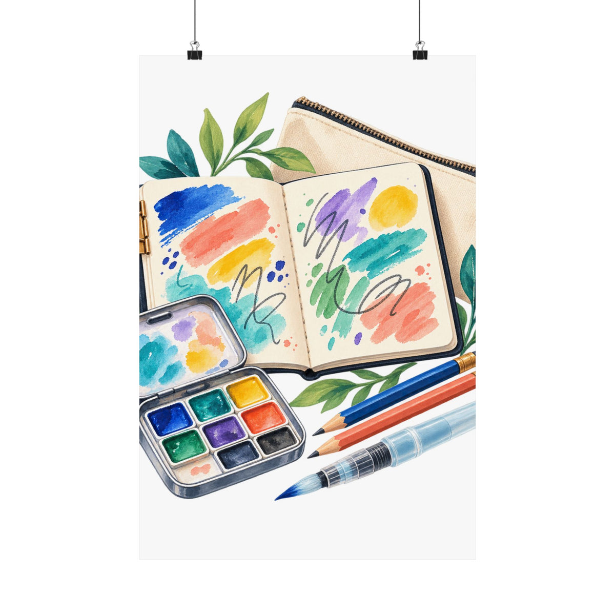 Colorful Urban Sketching Travel Kit Poster