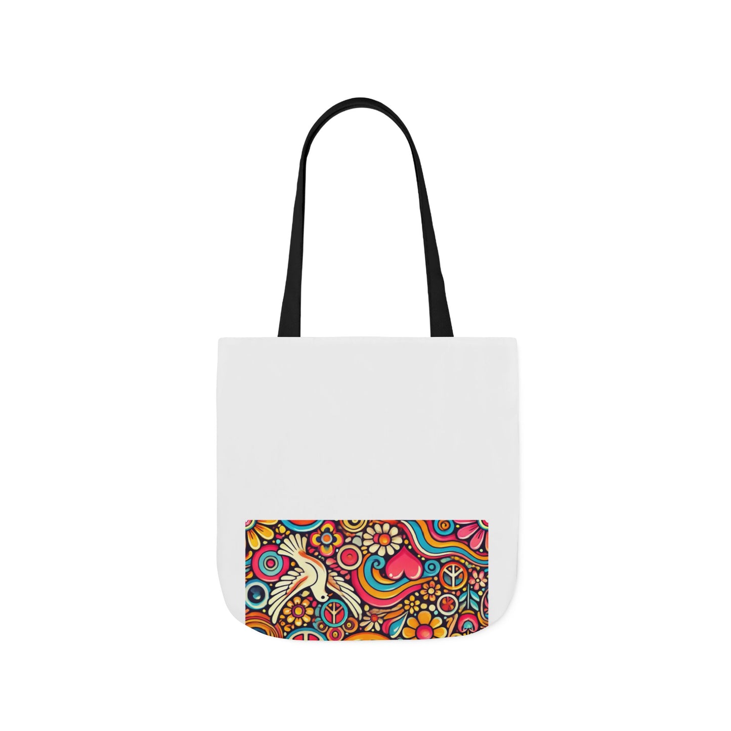 Colorful Peace Floral Pattern Canvas Tote Bag