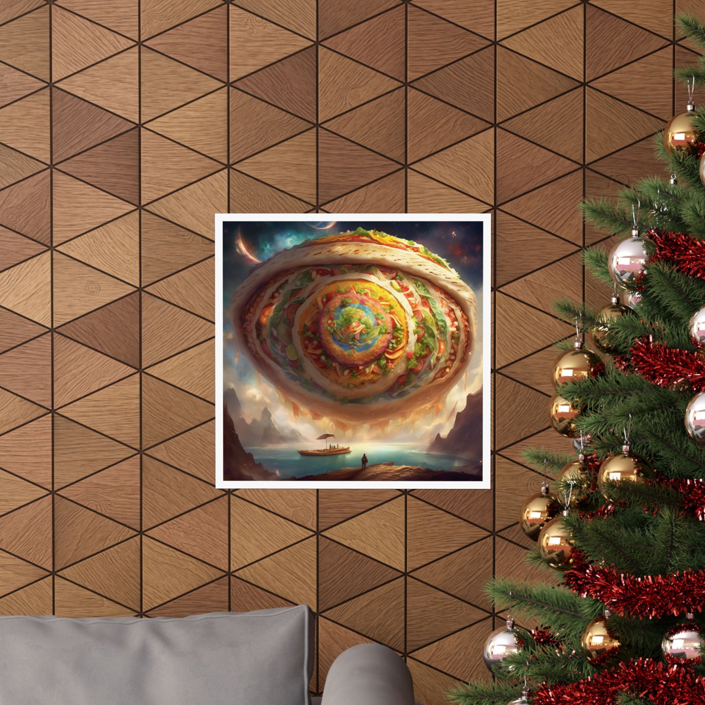 Cosmic Taco Portal Surreal Food Fantasy Art Poster