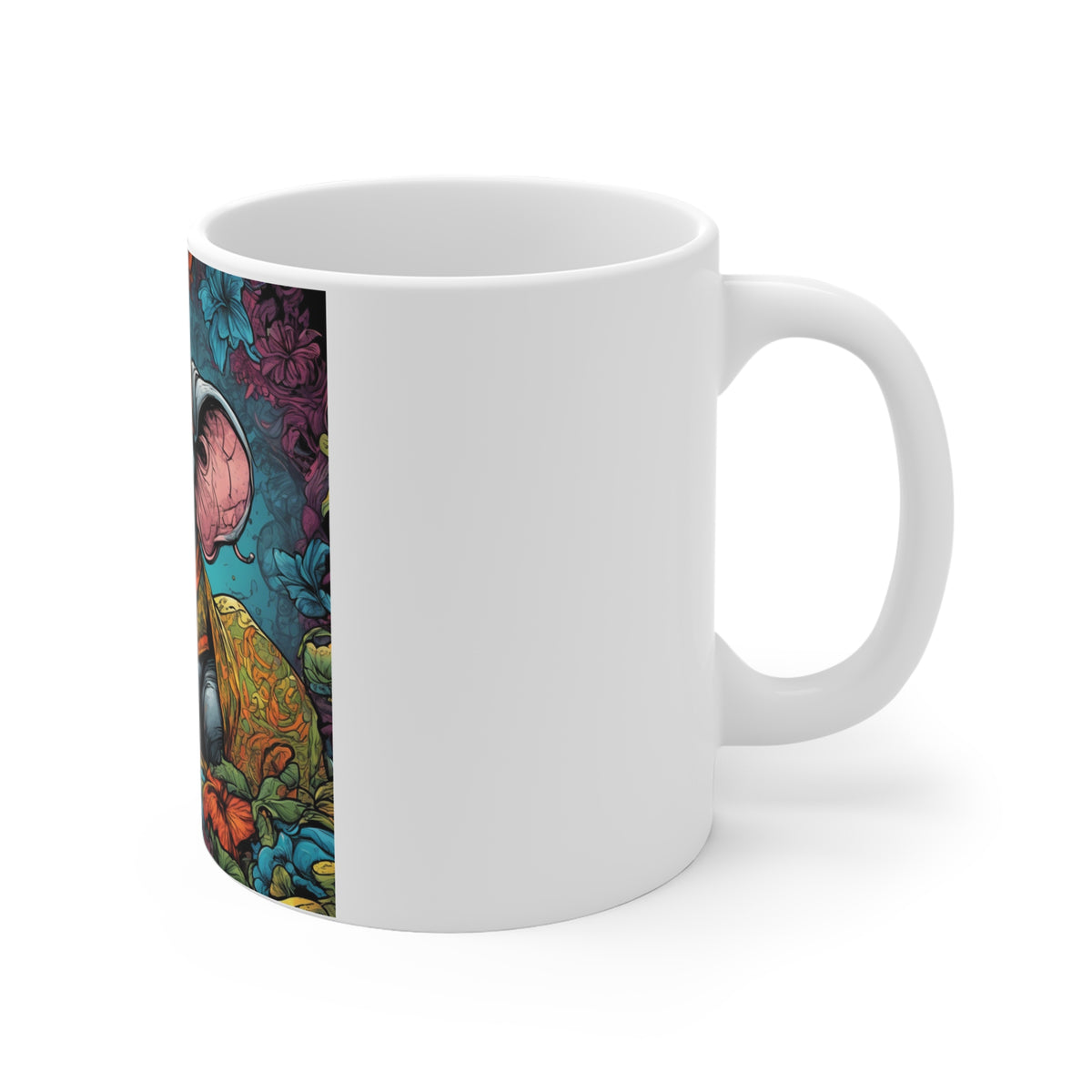 Colorful Storybook Elephant Floral Garden Coffee Mug