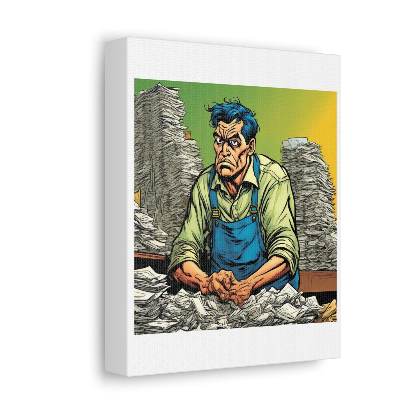 Paperwork Chaos Desk Worker Funny Office Art Canvas