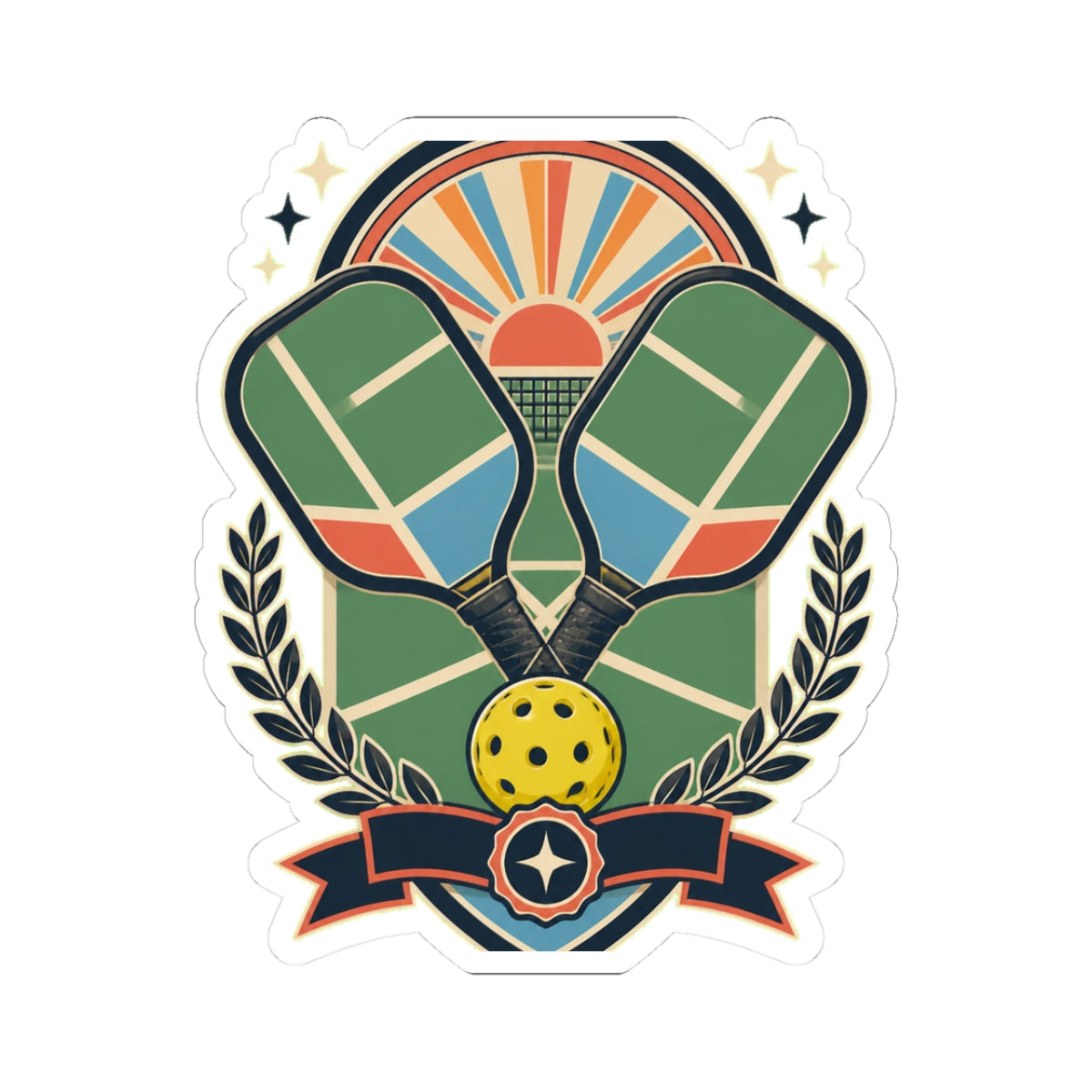 Retro Pickleball Court Club Sport Sticker