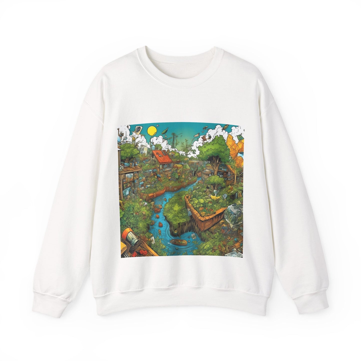 Whimsical Garden Stream Nature Gift Art Sweatshirt