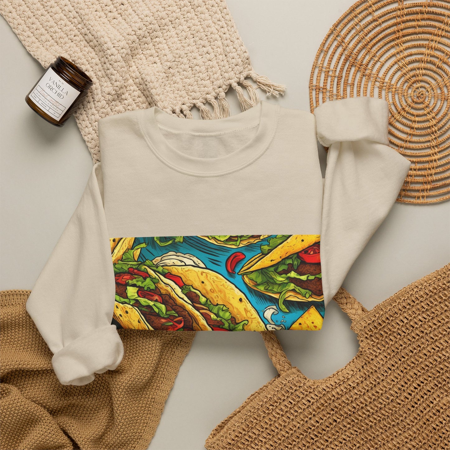 Taco Party Pattern Foodie Gift Art Sweatshirt