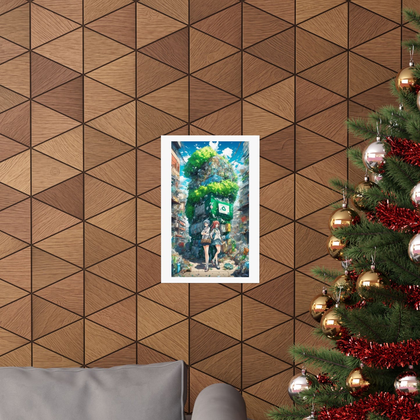 Urban Recycling Anime Friends Green City Wall Poster