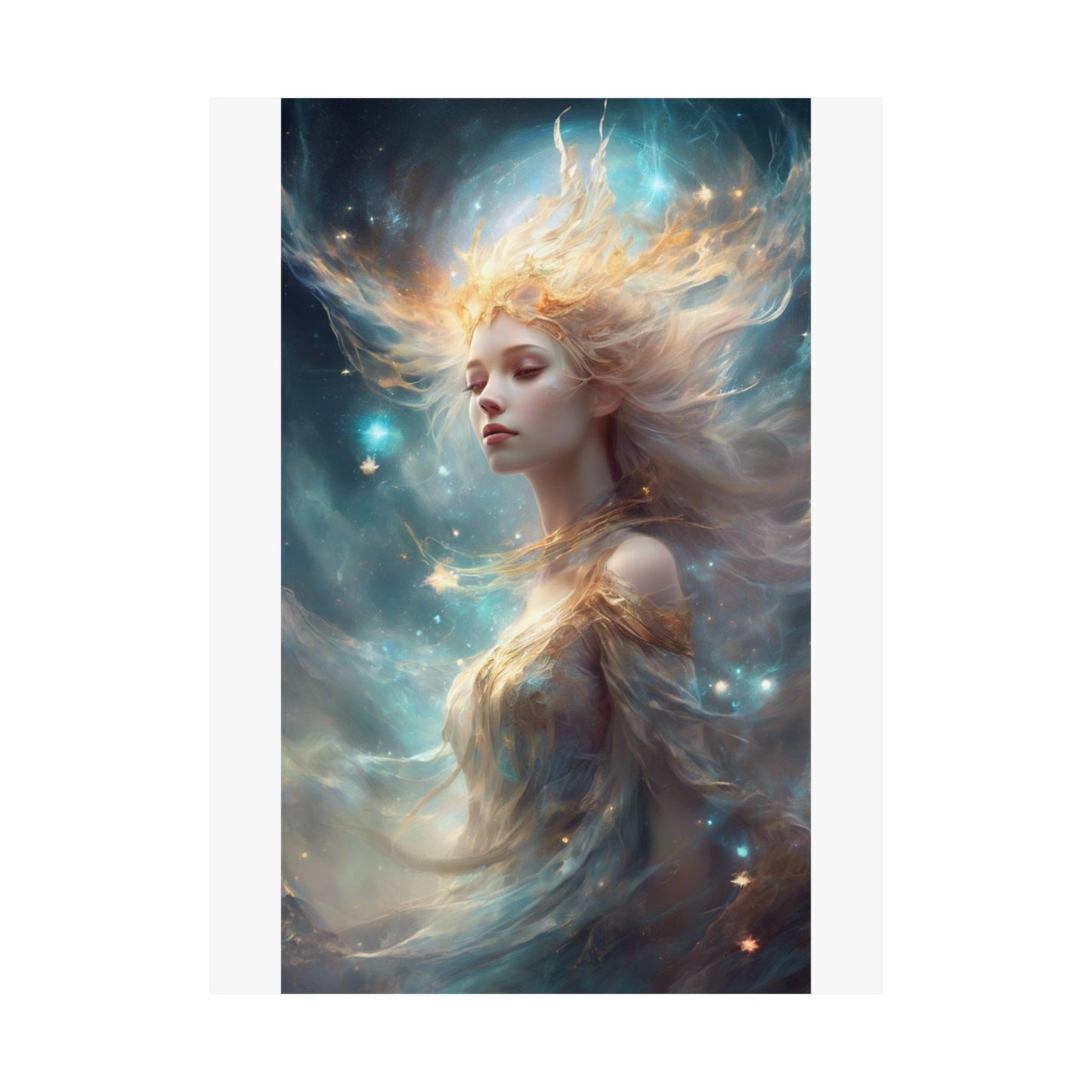 Solar Celestial Spirit Fantasy Portrait Poster