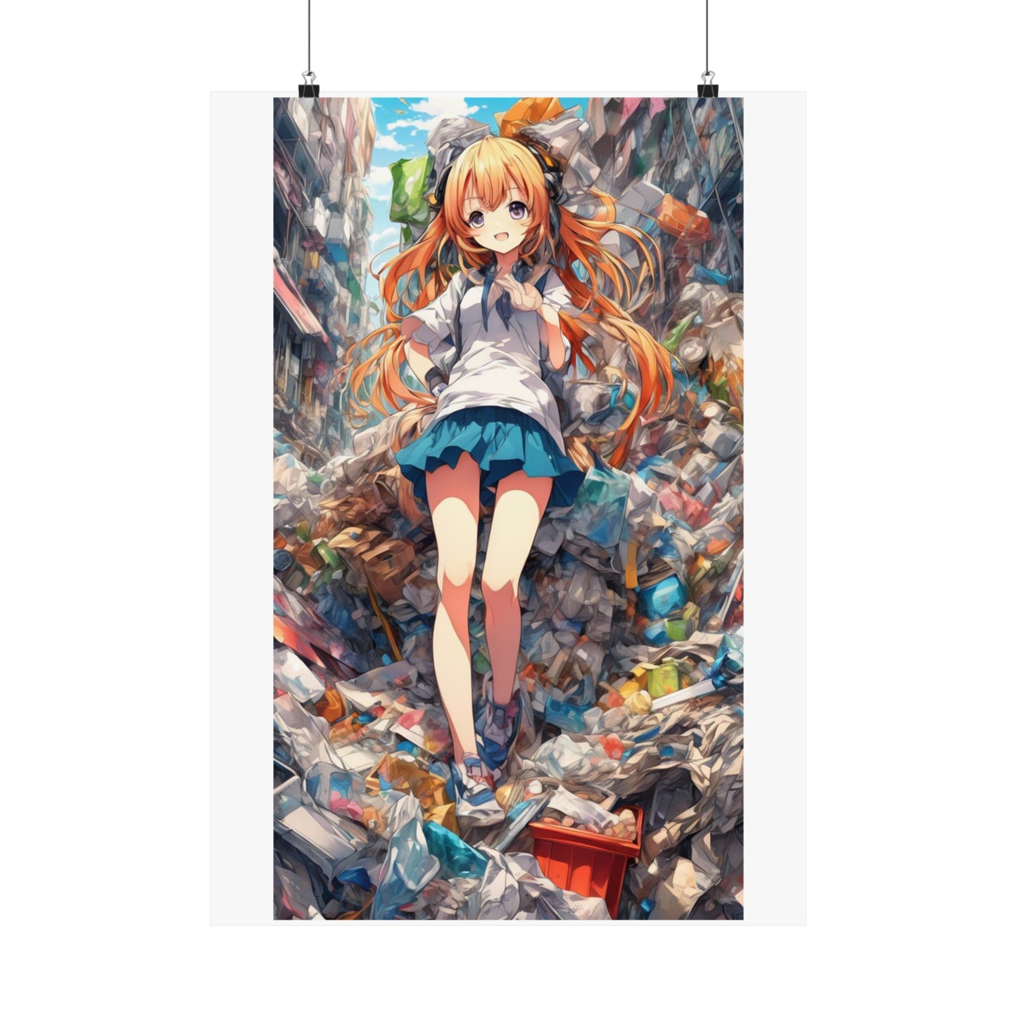 Recycling Rescue Anime Heroine Eco Street Art Poster