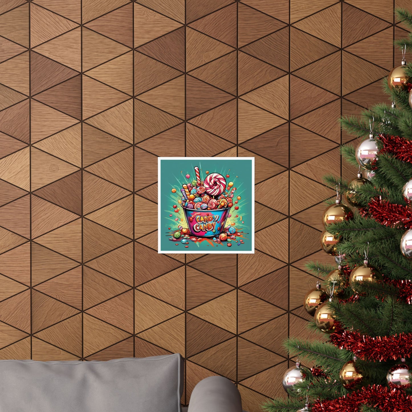 Holiday Candy Bucket Sweets Gift Art Poster
