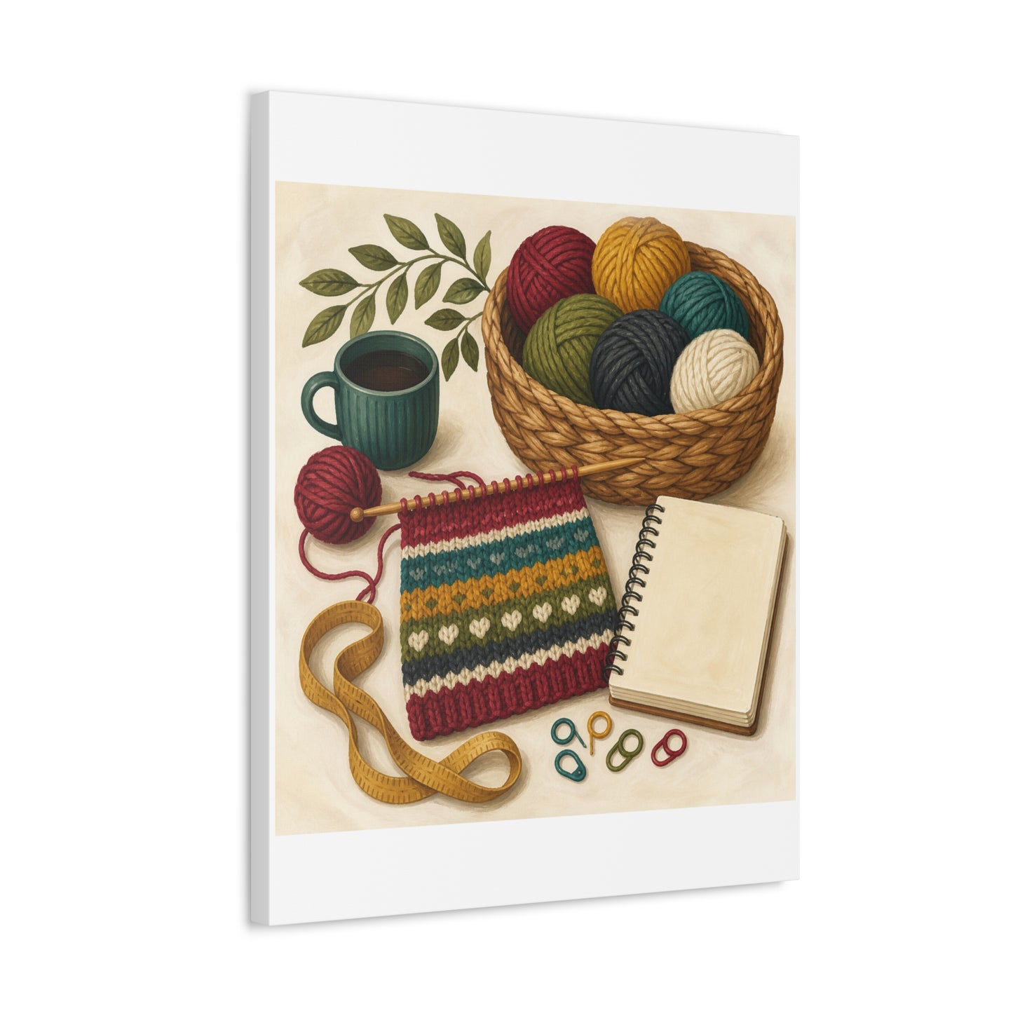 Cozy Knitting and Yarn Hobby Art Canvas Art