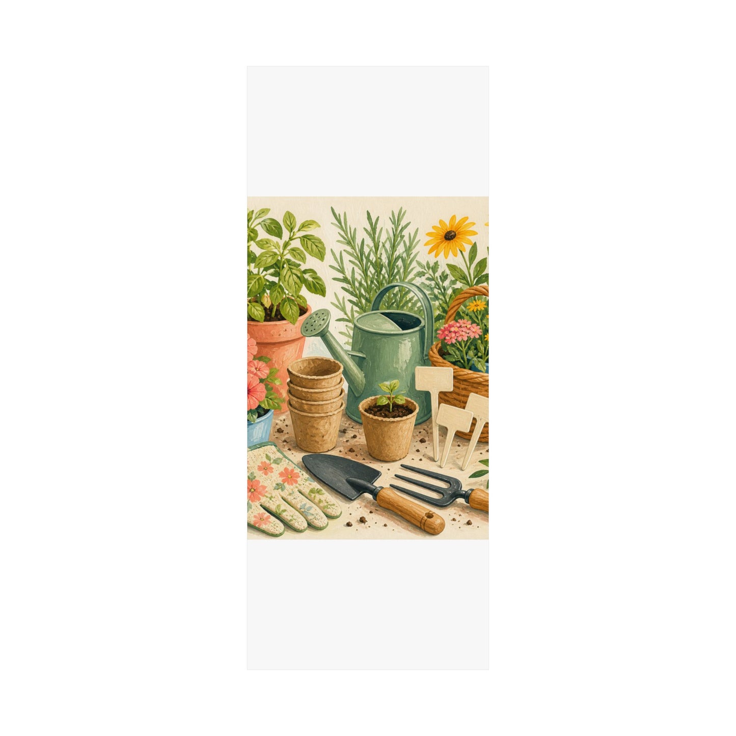 Colorful Gardening Tools and Flowers Hobby Poster
