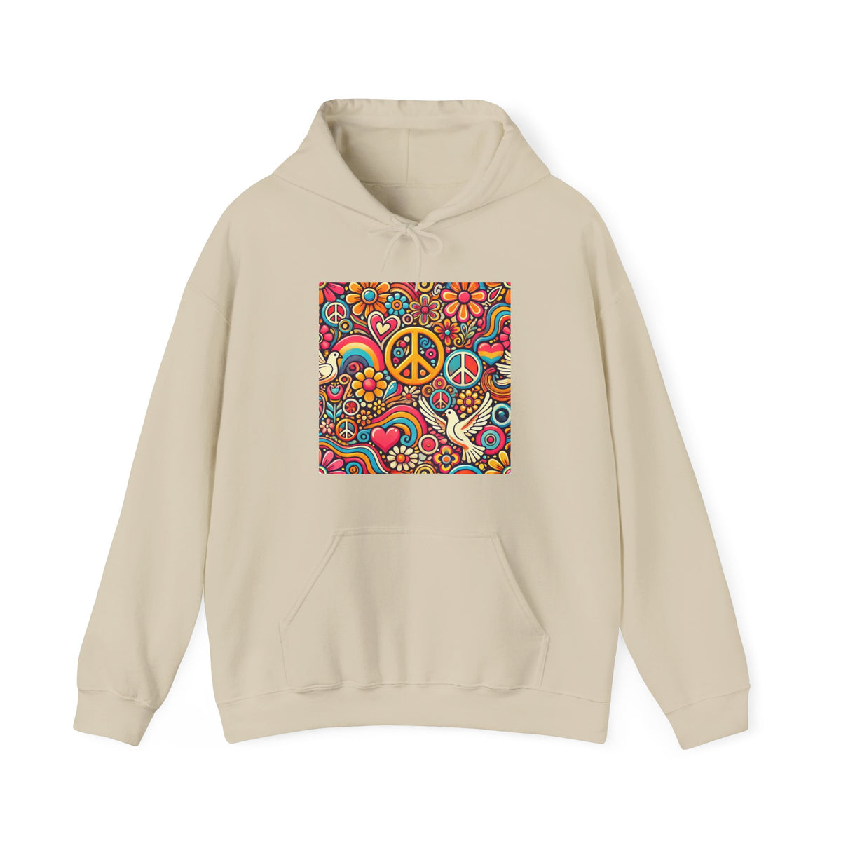 Colorful Peace Floral Pattern Hoodie