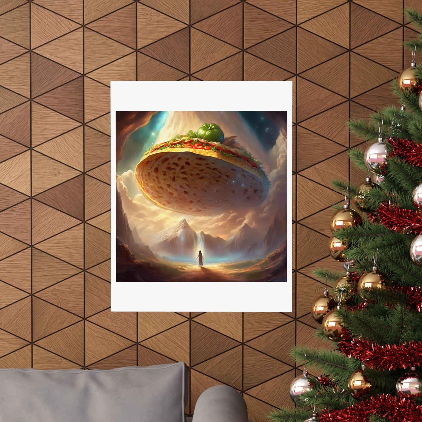 Cosmic Taco UFO Surreal Food Fantasy Art Poster