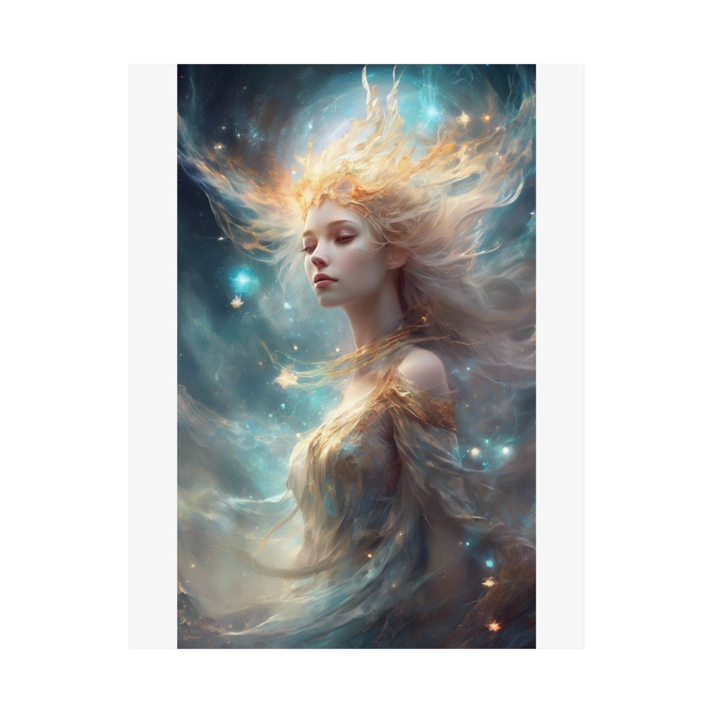 Solar Celestial Spirit Fantasy Portrait Poster