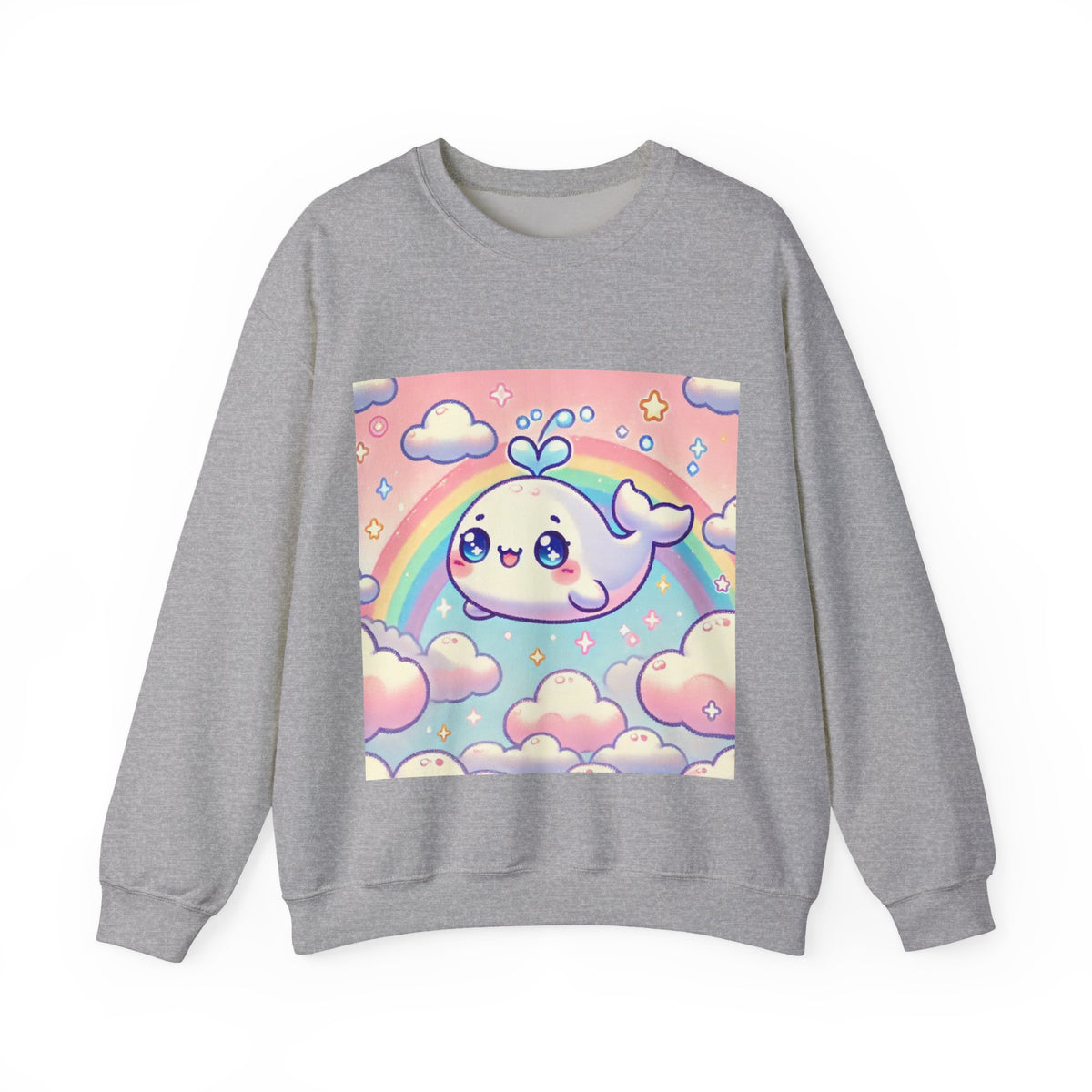 Kawaii Rainbow Whale Pastel Cloud Sweatshirt