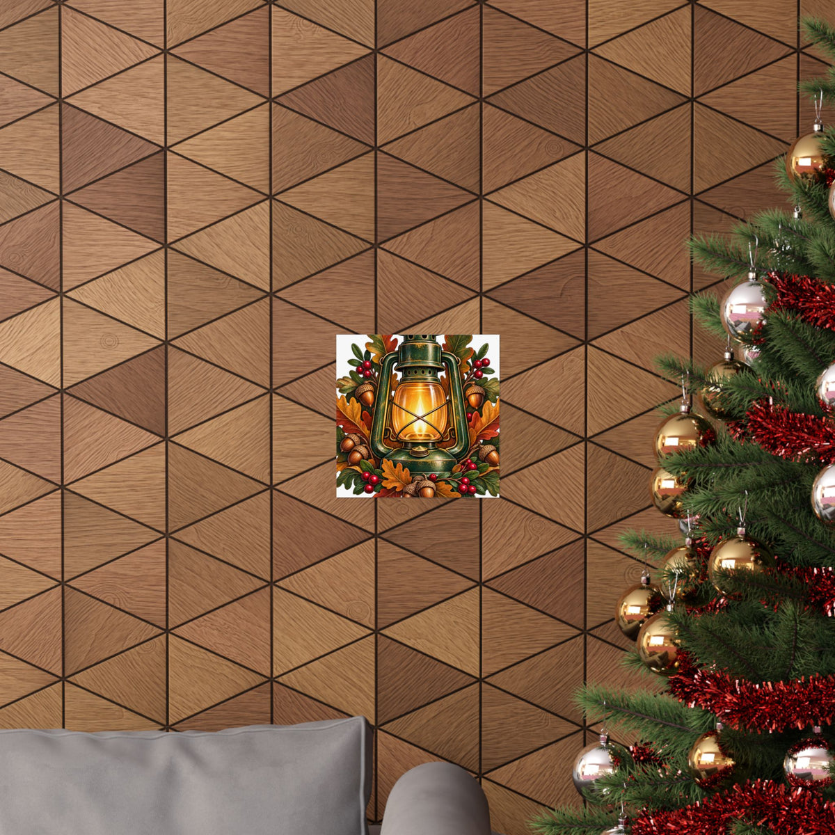 Autumn Oak Lantern and Acorns Poster