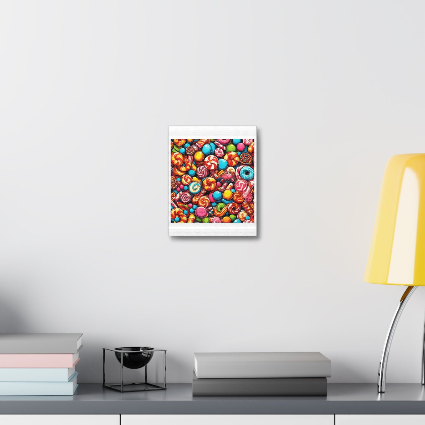 Colorful Candy and Lollipop Pattern Canvas