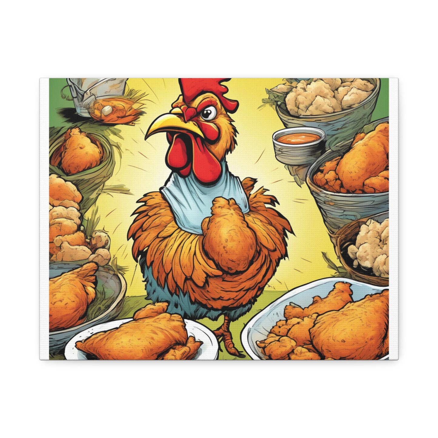 Funny Chicken Fried Food Comfort Food Art Canvas