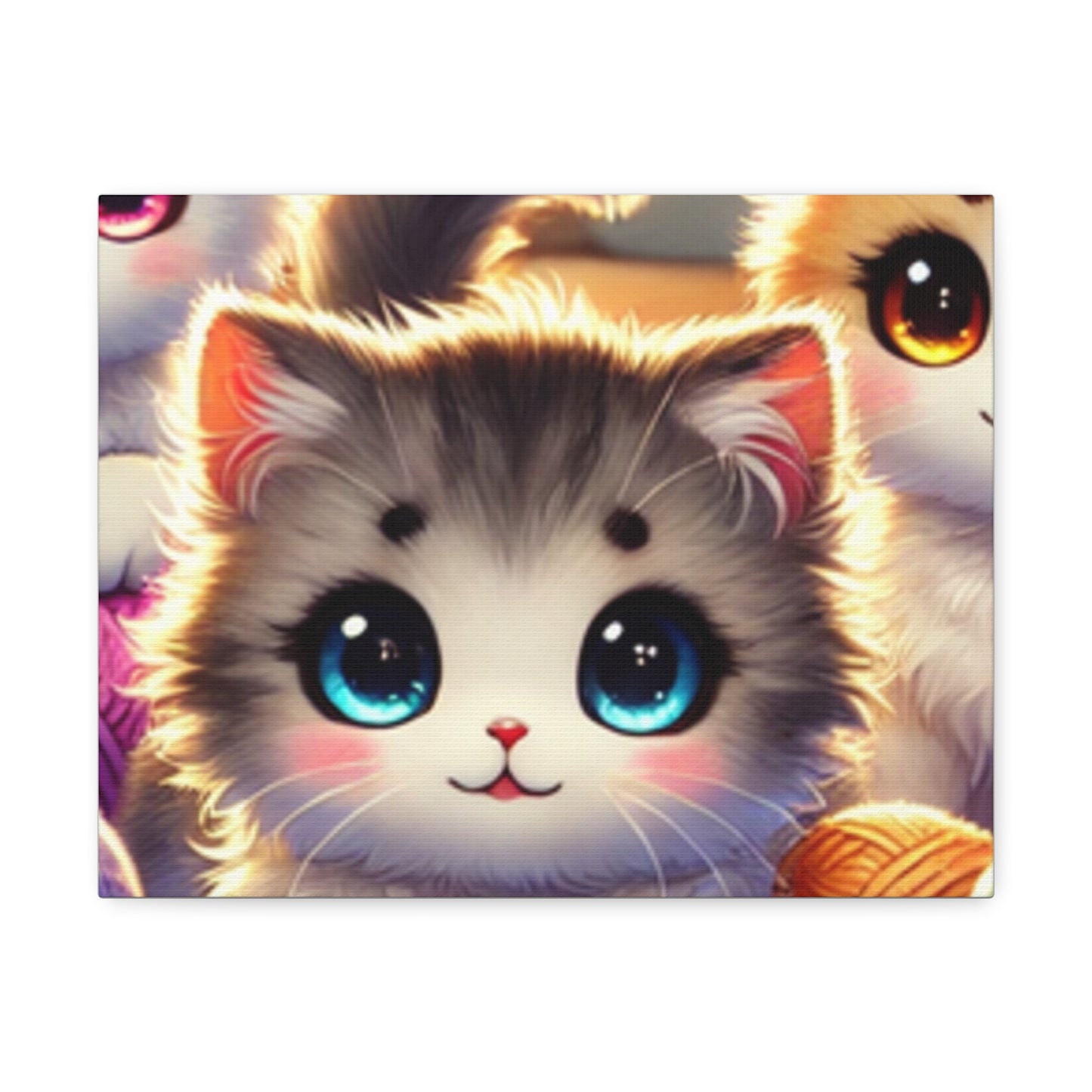 Cozy Yarn Kittens Cute Cat Canvas Knitting Room Wall Art Gift