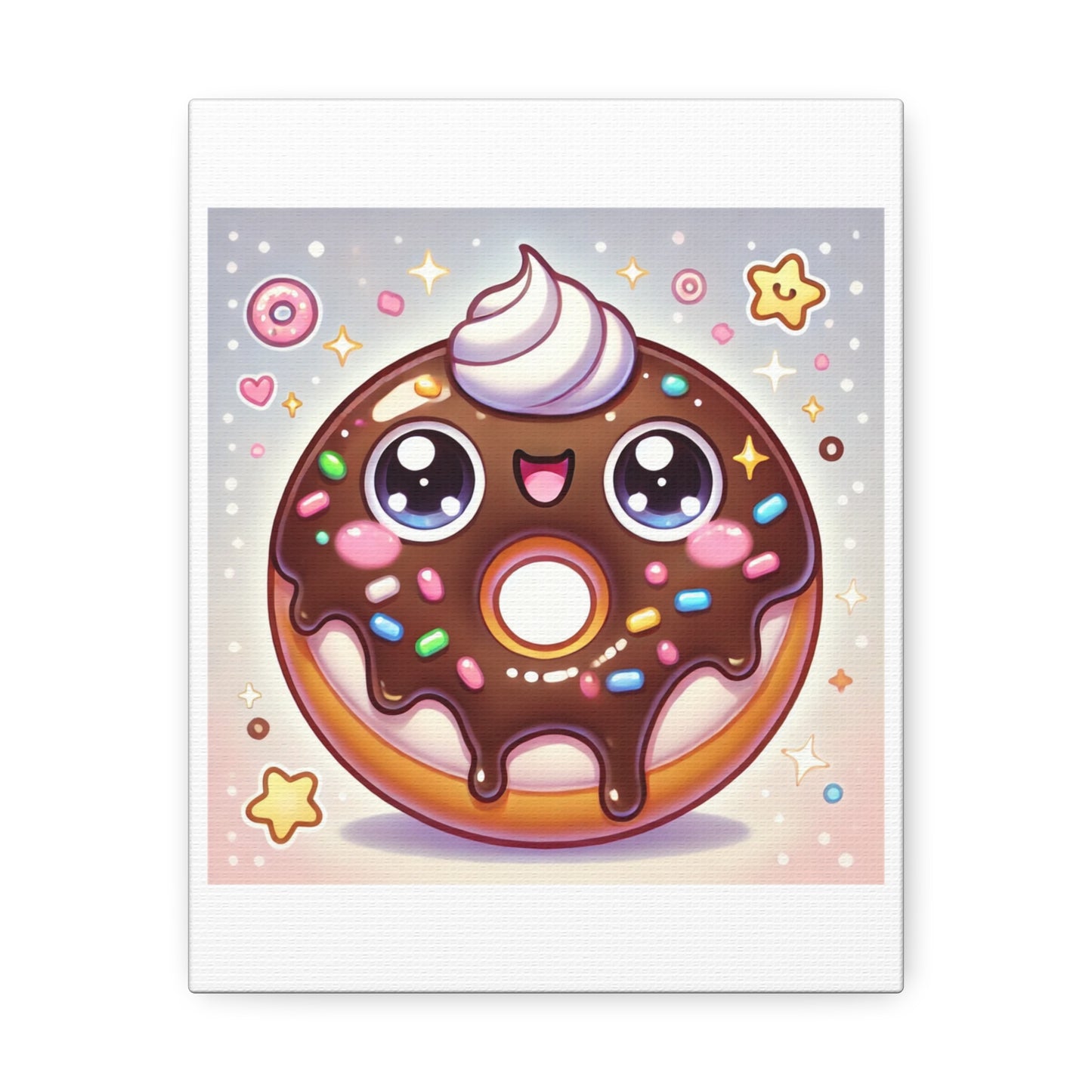 Kawaii Chocolate Donut Cute Dessert Canvas Wall Art