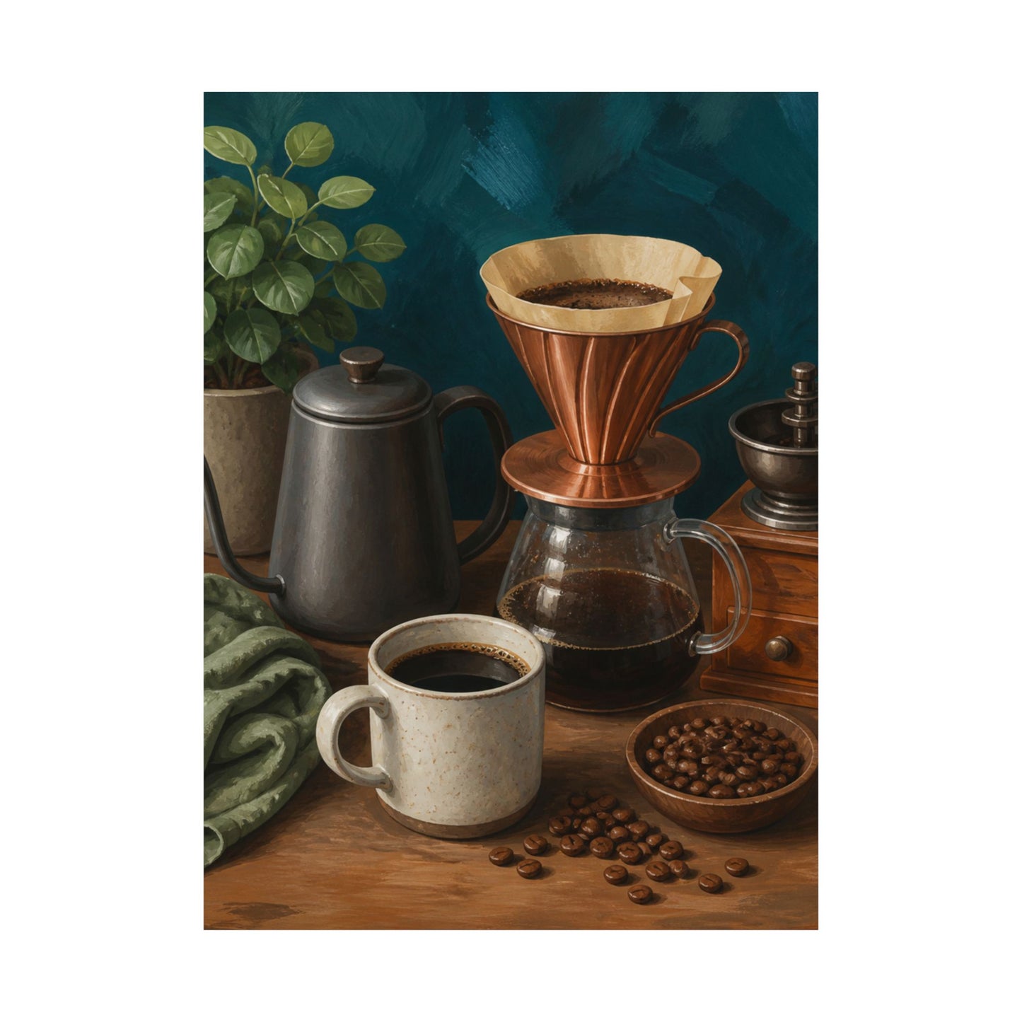 Warm Home Coffee Brewing Art Poster